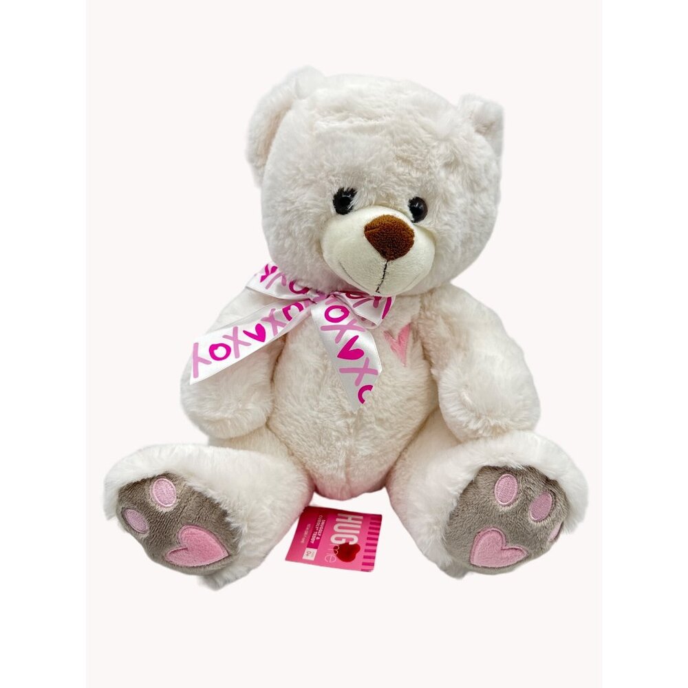 Dan Dee Collectors Choice Plush Teddy Bear 16 White Soft Pink Ribbons Hug Me - Picture 1 of 9